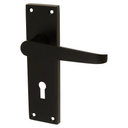 Touchpoint Matt Black Budget Straight Keyhole Lock Door Handles - Mia Range - 153 x 42mm