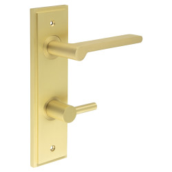 Burlington by Frelan Satin Brass Fire Rated DIN Bathroom Door Handles - Fitzrovia - Inner 3 - 200 x 55mm
