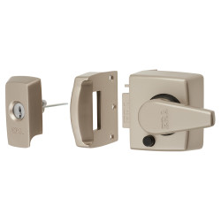 ERA BS8621:2007 Keyless Egress Nightlatch - 40mm Backset - Satin Nickel Case/ Cylinder