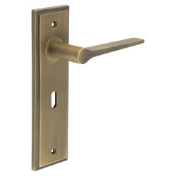 Burlington by Frelan Antique Brass Fire Rated Keyhole Lock Door Handles - Knightsbridge - 200 x 55mm