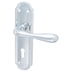 Hampstead Polished Chrome Keyhole Lock Door Handles - Genoa Range - 168 x 45mm