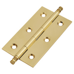 Solid Drawn Finial Butt Cabinet Hinge - 64 x 35 x 1.45mm - Polished Brass - Pair