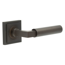Burlington by Frelan Dark Bronze Fire Rated Door Handles on Square Stepped Rose - Westminster Range