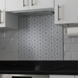 Altro Aluminium Kitchen Splashback - 600 x 750mm - Gloss White Geometric