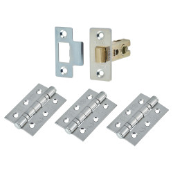 Altro Tubular Latch Pack - 57mm Backset - 3 x Fire Rated Ball Bearing Hinges - Polished Chrome