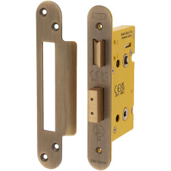 Altro Architectural Bathroom Lock - 65mm Case - 44mm Backset - Square - Antique Brass
