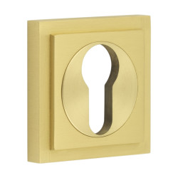 Burlington BUR61 by Frelan Square Escutcheon on Stepped Rose - 52 x 52mm - Euro - Satin Brass