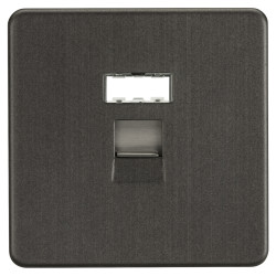 Knightsbridge 1 Gang Screwless Flat Plate RJ45 Data Socket - Smoked Bronze