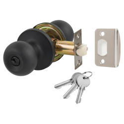 Touchpoint Matt Black Bala Hotel Entrance Mortice Door Knobset - 65mm Rose Diameter