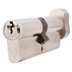 Yale 1 Star 6 Pin Kitemarked 80mm Euro Thumbturn Cylinder - 40mm Turn + 40mm - Polished Nickel