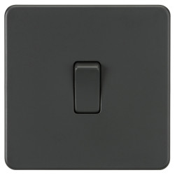 Knightsbridge 20A 1 Gang Double Pole Screwless Flat Plate Appliance Switch - Anthracite Grey