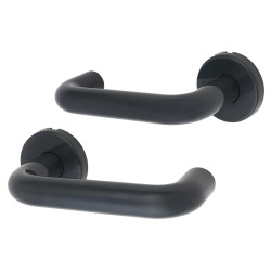 Hoppe AR600/20 Anthracite Grey Nylon Steel Core Safety Door Handle on Rose - Paris Range