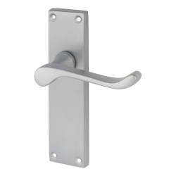 Touchpoint Satin Chrome Victorian Scroll Latch Door Handles - 155 x 42mm