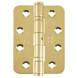 Eclipse Radius Ball Bearing Grade 13 Butt Fire Door Hinge - 102 x 76 x 3mm - Polished Brass - Pair