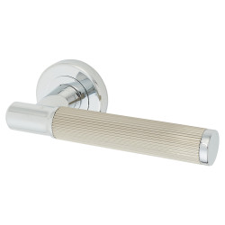 Serozzetta by Carlisle Brass Polished Chrome/Satin Nickel Lines Door Handles on Rose - Image Range