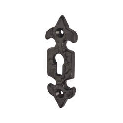 Olde Forge Fleur de Lys Escutcheon - 75 x 23mm - Keyhole - Antique Black Iron