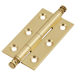 Solid Drawn Finial Butt Cabinet Hinge - 50 x 28 x 1.45mm - Polished Brass - Pair