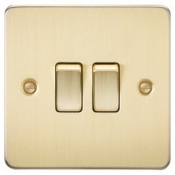 Knightsbridge 10AX 2 Gang 2 Way Flat Plate Light Switch - Brushed Brass
