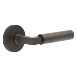 Burlington by Frelan Dark Bronze Fire Rated Door Handles on Round Knurled Rose - Westminster Range