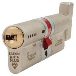 Ultion ALPS 3 Star PLUS Euro Thumbturn Cylinder - 50mm Turn + 50mm - Satin Nickel/Brass - Keyed to Differ