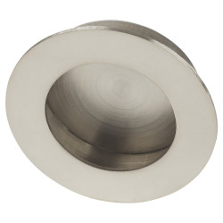 Altro Circular Flush Cabinet Pull Handle - 65mm Diameter - Polished Stainless Steel