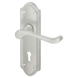 Altro Satin Chrome Scroll Keyhole Lock Door Handles - Ashmead Range - 168 x 46mm