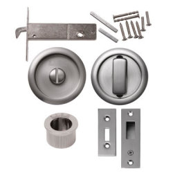 Klug Round Flush Privacy Set with Bolt - Satin Nickel