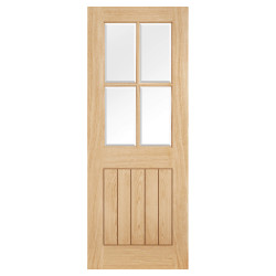 LPD Belize 4 Light Clear Bevelled Glazed Unfinished Solid Internal Door - 1981 x 686 x 35mm - Oak