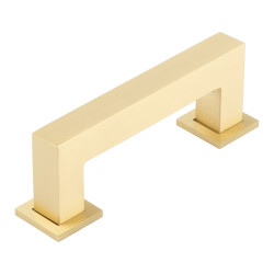 Burlington by Frelan Trafalgar 25mm Square D-Bar Cabinet Pull Handle - 96mm c/c - Satin Brass