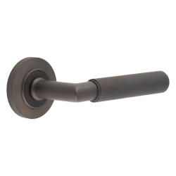 Burlington by Frelan Dark Bronze Knurled Fire Rated Door Handles on Round Chamfered Rose - Piccadilly Range