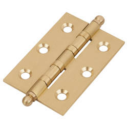 Ball Tip Washered Butt Door Hinge - 75 x 50 x 2.5mm - Satin Brass - Pair