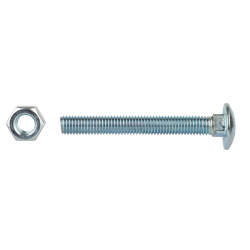 Carriage / Coach Bolt with Nut - M6 x 40mm - Zinc Plated - Pack of 10
