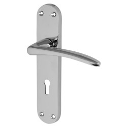 Touchpoint Polished Chrome Keyhole Lock Door Handles - Salerno Range - 182 x 39mm