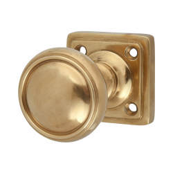 Louis Fraser Light Bronze Ribbed Mortice Door Knob on Square Rose - 55 x 55mm Rose