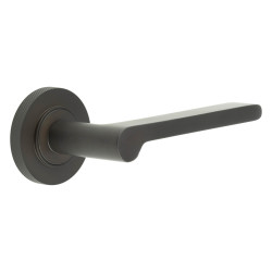 Burlington by Frelan Dark Bronze Fire Rated Door Handles on Round Knurled Rose - Fitzrovia Range