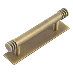 Hoxton by Frelan Sturt 15mm Reeded T-Bar Cabinet Pull Handle on Plain Backplate - 96mm c/c - Antique Brass