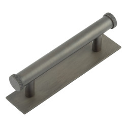 Hoxton by Frelan Wenlock 15mm Knurled T-Bar Cabinet Pull Handle on Plain Backplate - 96mm c/c - Dark Bronze