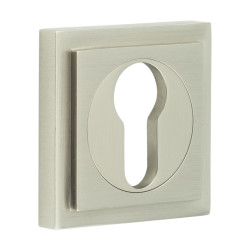 Burlington BUR61 by Frelan Square Escutcheon on Stepped Rose - 52 x 52mm - Euro - Satin Nickel