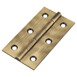 Solid Drawn Butt Cabinet Hinge - 64 x 35 x 1.45mm - Antique Brass - Pair