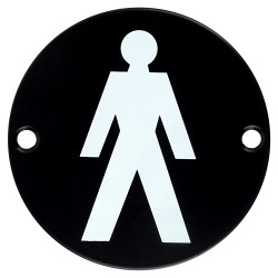 Altro Male Toilet Door Sign - 75mm Diameter - Matt Black