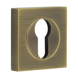 Burlington BUR61 by Frelan Square Escutcheon on Plain Rose - 52 x 52mm - Euro - Antique Brass