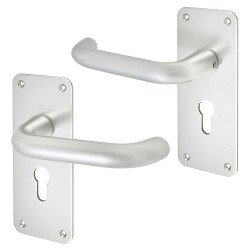 Altro Satin Aluminium 20mm Return to Door Euro Lock Door Handles - 160 x 64mm