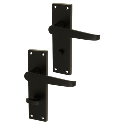 Touchpoint Matt Black Budget Straight Bathroom Door Handles - Mia Range - 153 x 42mm