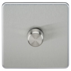 Knightsbridge 5 - 150W 1 Gang 2 Way Push On/Off Rotary Intelligent LED Dimmer Switch - Brush Chrome