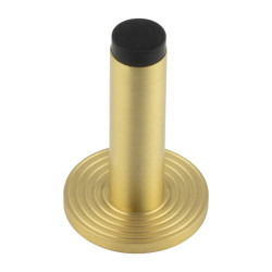 Burlington by Frelan Plain Projection Door Stop on Reeded Rose - 76mm Projection - Satin Brass