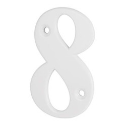 79mm Screw Fix Door Numeral - 8 - White