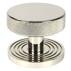 From The Anvil Brompton Round Knurled Centre Door Knob on Beehive Rose - 90mm Rose - Polished Nickel