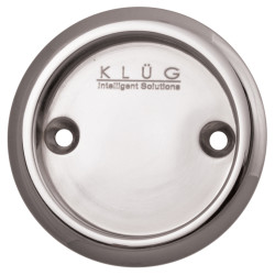 Klug Round Screw Fixed Flush Handle - 63mm Diameter - Polished Chrome