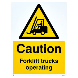 Altro Caution Fork Lift Trucks Sign - 300 x 400mm - Rigid Plastic