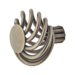 Olde Forge Cage Flat Round Cabinet Knob - 45mm Diameter - Polished Steel